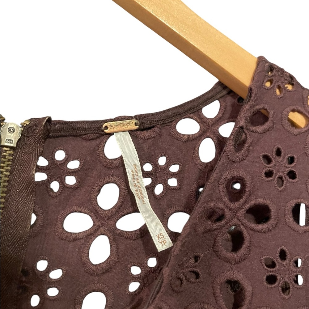 Free People Red and Brown Lace Sleeveless Top - Picture 3 of 3
